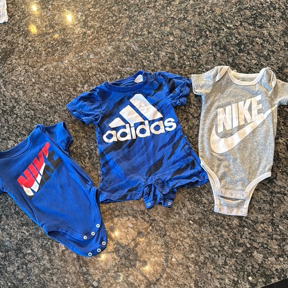 Nike and Adidas Kids One Pieces - Blue and Gray EUC 6M